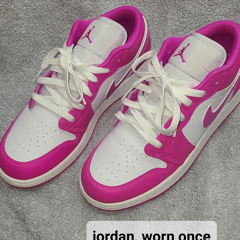 Jordan Pink and White Low-Top Sneakers